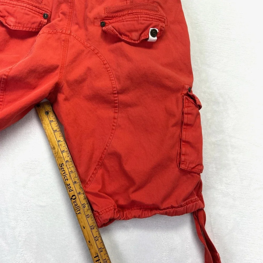 Coogi Cargo Shorts Mens 34 Red Streetwear Y2K‎ Embroidered Logo Baggy Cotton